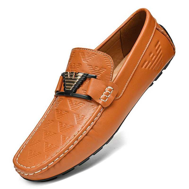 High-end Top-grain Cowhide Korean-style Bean Shoes Mens Genuine Leather Breathable Business Casual Leather Shoes Mens Shoes W251205