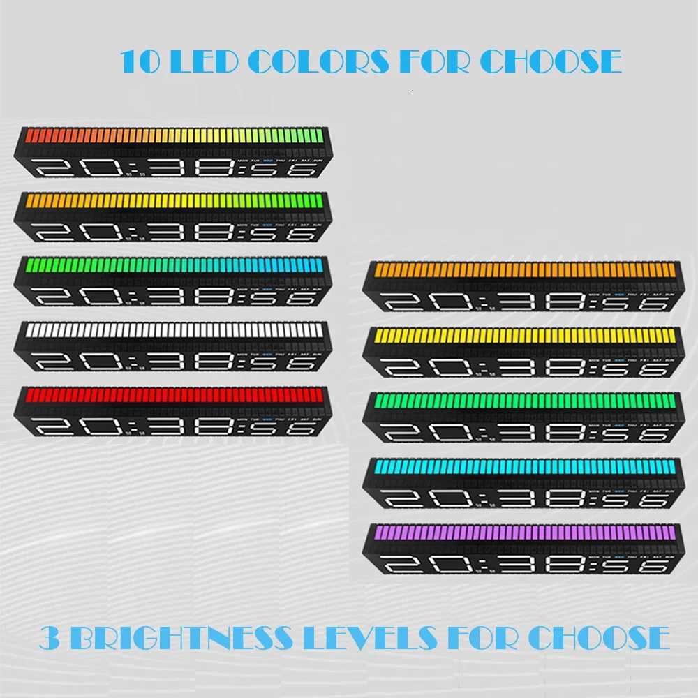 Digital LED Alarm clock with Colorful Music Rhythm Pickup Lighting Bar Gift Table Clock for Home Decoration M251205 - view 4