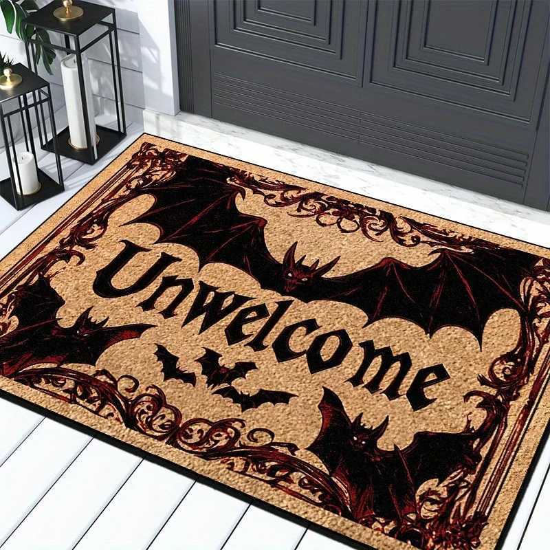 VIKAMA Halloween Carpet Bat Unwelcome Personty Carpet Door Mat Non-Slip Floor Mat Dark Series Outdoor Carpet Home Decoration H251205