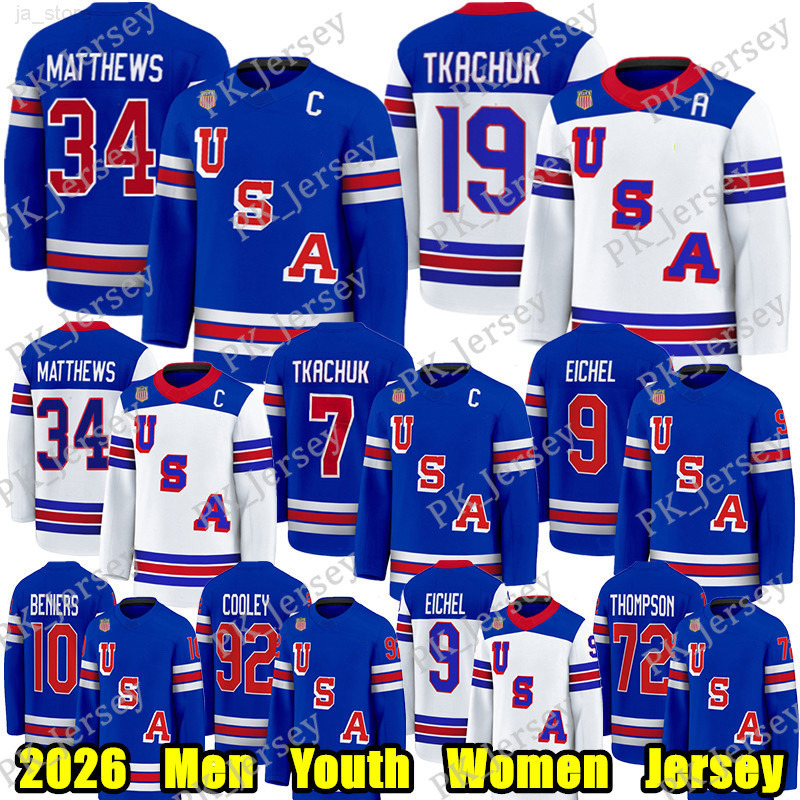 34 AustonS MatthewsS USA Team 2026 Olympices hockey jersey 43 Quinn Hughes Jack Eichel Charlie McAvoy Matt Boldy Matthew Tkachuk Cole Caufield Clayton Keller jersey