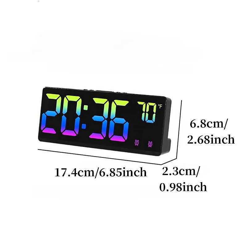 Colorful Digital Alarm Clock Voice Control Temperature Date Dual Alarm Snooze Table Clock Night Mode 12/24H LED Clock Watch M251205 - view 7