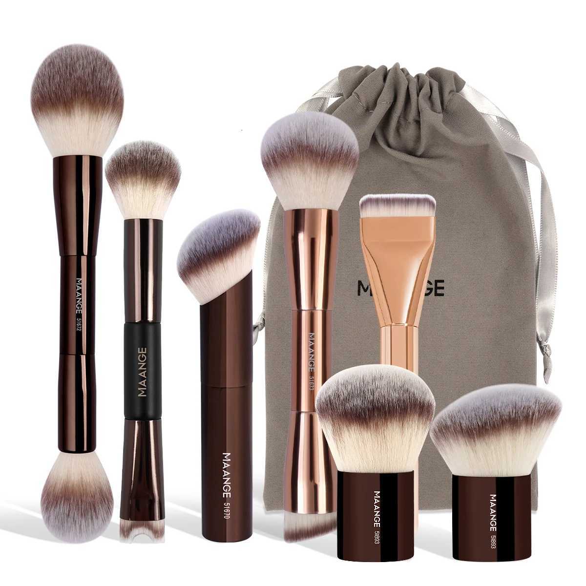 MAANGE 7PCS Makeup Brushes Set Dual-ended Foundation Contour Brush for Blending Liquid Powder Soft Bristle Makeup Tools TravelT251205