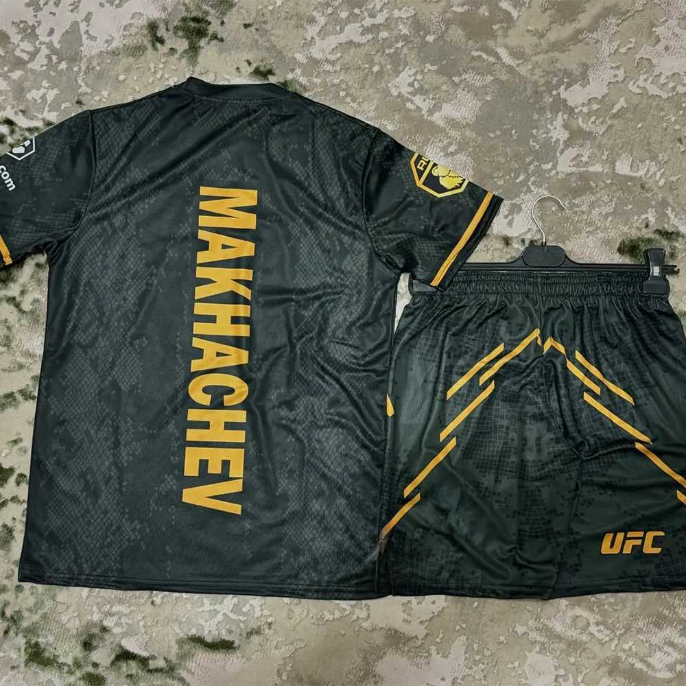 322 Fighting Night IslamMakHachev Boxing Set Men Black MMA Oversized Breathable Speed Drying Fighting Short SLeeve Shorts X251205