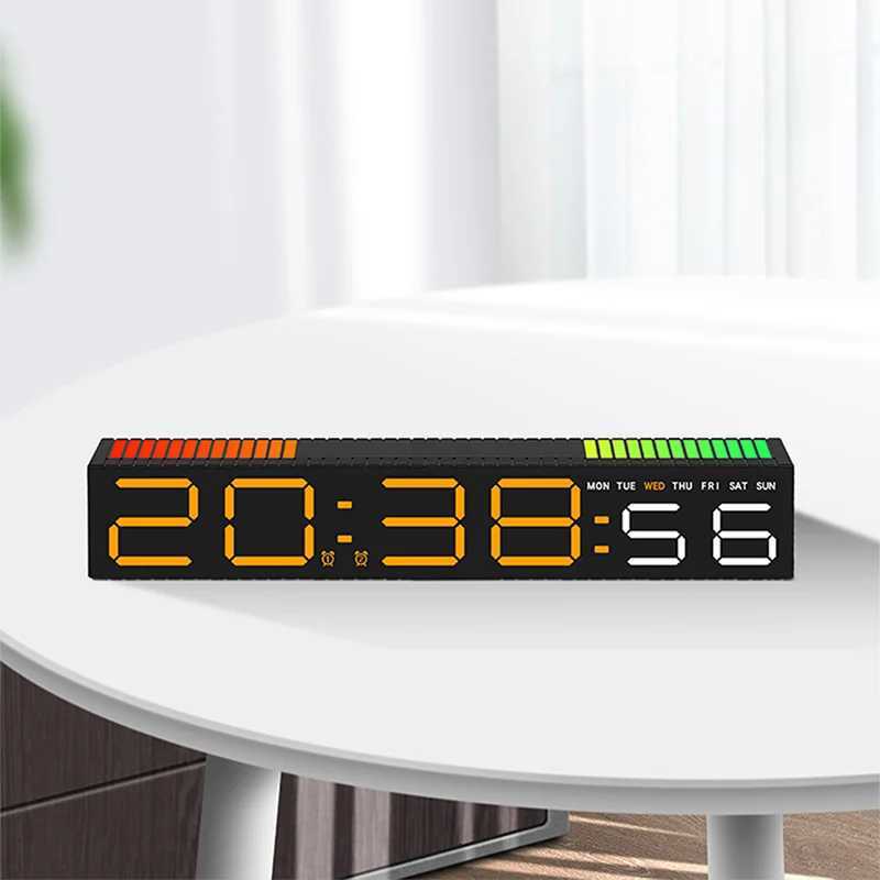 Digital Pickup LED Clocks Rechargeable Dual Alarm Table Clock with 3 Rhythm Modes RGB Lamp LED Strip Lights Pickup Alarm Clock M251205 - view 5