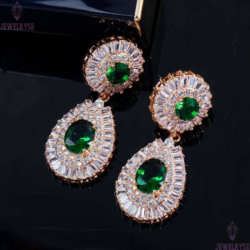 Charm Multicolor Drop Earring Designer for Woman Party Green Red AAA Cubic Zirconia South American Copper Long Womens Diamond Wed Engagement Earrings 