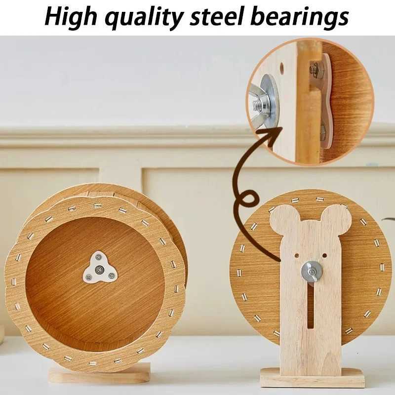 21CM Solid Wood Hamsters Wheel Silent Exercise Running Hamsters Wheel with Bracket Roller Train Small Animals Toys Pet Products M251205