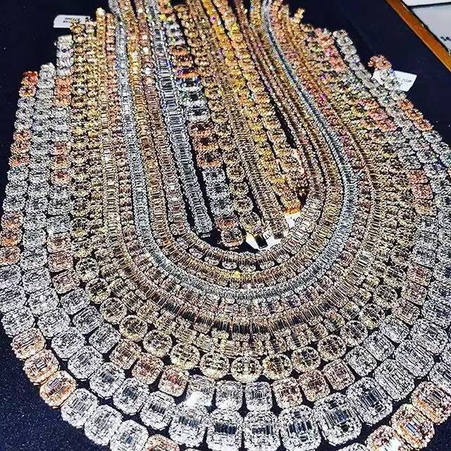 Custom Fine Jewelry 100 Pass Diamond Tester 6mm Moissanite Tennis Chain Necklaces