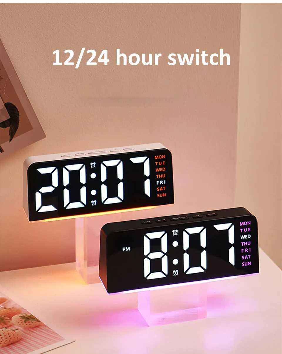 7 LED Digital Alarm Clock Table Clock Three-Level Adjustable Brightness Dimmer/Dual Alarm/Temp/Date/Night Light for Bedrooms M251205 - view 4