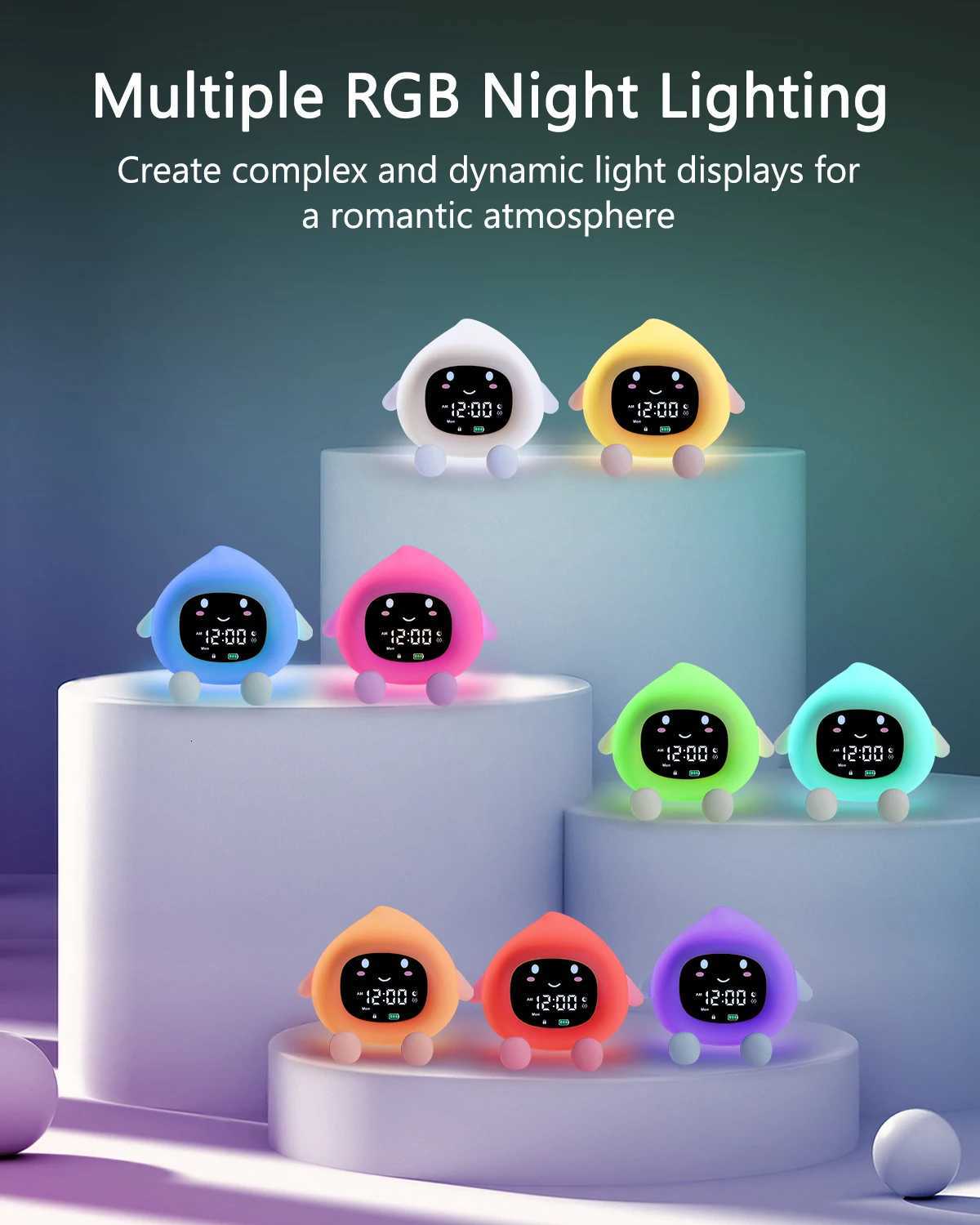 ORIA Kids Alarm Clock Sleep Training Alarm Clock Wake Up Rechargeable Clock with 9 Color Night LightChild Lock Clocks For Home M251205 - view 6