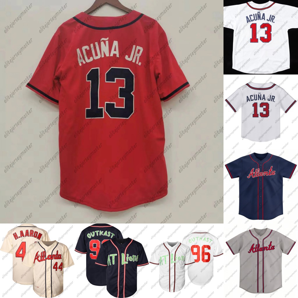 Ronald Acuna Jr. 13 Chipper Jones 10 Matt Olson 28 Austin Riley 27 Michael Harris Il 23 Murphy Personalized Customized Baseball Jerseys Custom Any Num