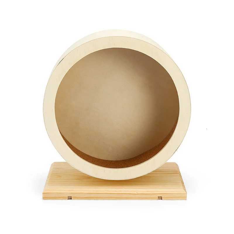 Hamster Running Wheel Wooden Silent Roller Sports Toy with Bracket Golden Bear Landscaping Pet Supplies 1pcs M251205