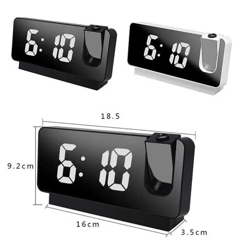 180 Arm Projection Digital Alarm Clock Temperature Humidity Night Mode Snooze Table Clock 12/24H USB Projector LED Clock M251205 - view 6