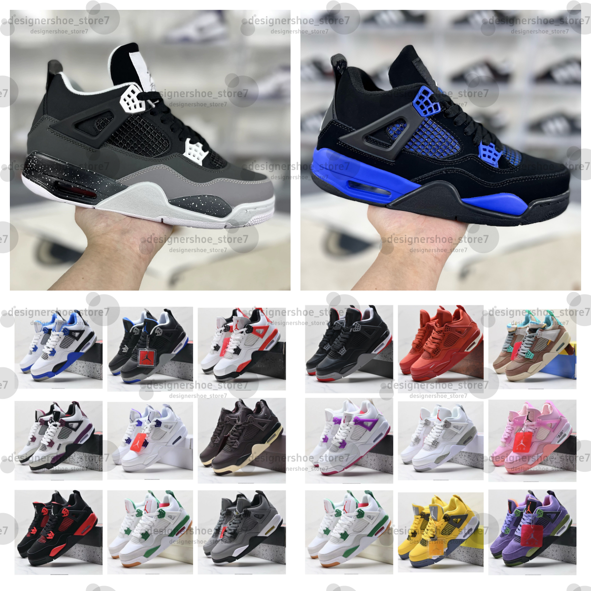 2025 nikejordan 4 designer basketball shoes mens sneakers Military Black Cat Cement Grey Red Thunder chaussures Cat 4s womens nikedunks trainers top quality