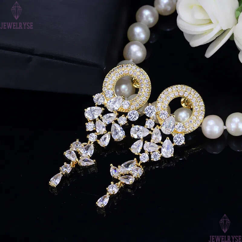 Long designer earring AAA Cubic Zirconia Garland Charm Wedding Earrings Jewelry White Colorful CZ Copper 18K Gold Silver Luxury Fashion Earring Party 