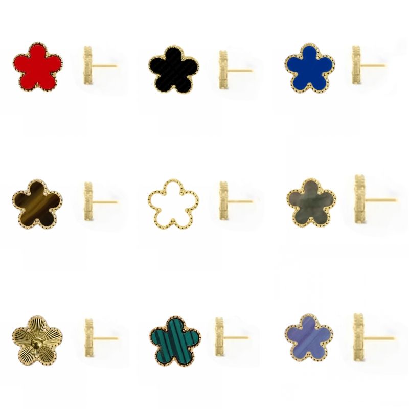 Designer Four Leaf Clover For Women Stud Earrings Earings Mother Of Pearl Designer Jewelry White Woman Luxury Earrings Gold Color Earring ear rings