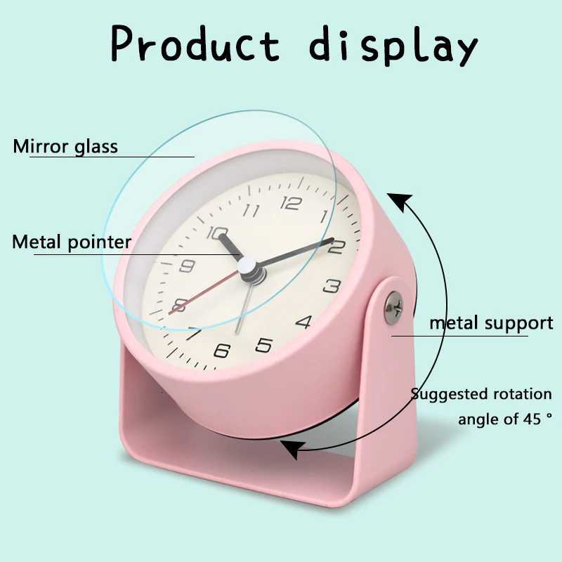 1pc Creative Metal Small Alarm Clock Student Specific Silent Desktop ClockMinimalist Quartz ClockFor Room Desk Office Decor M251205 - view 7