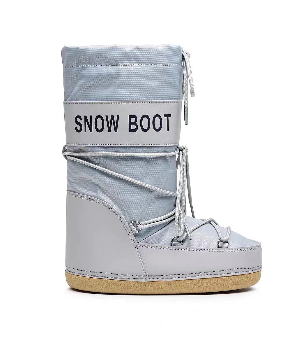 new Winter Ski Space Boots Fashionable Round-Toe Mid-Calf Women's Snow Boots Thickened Moon Shoes