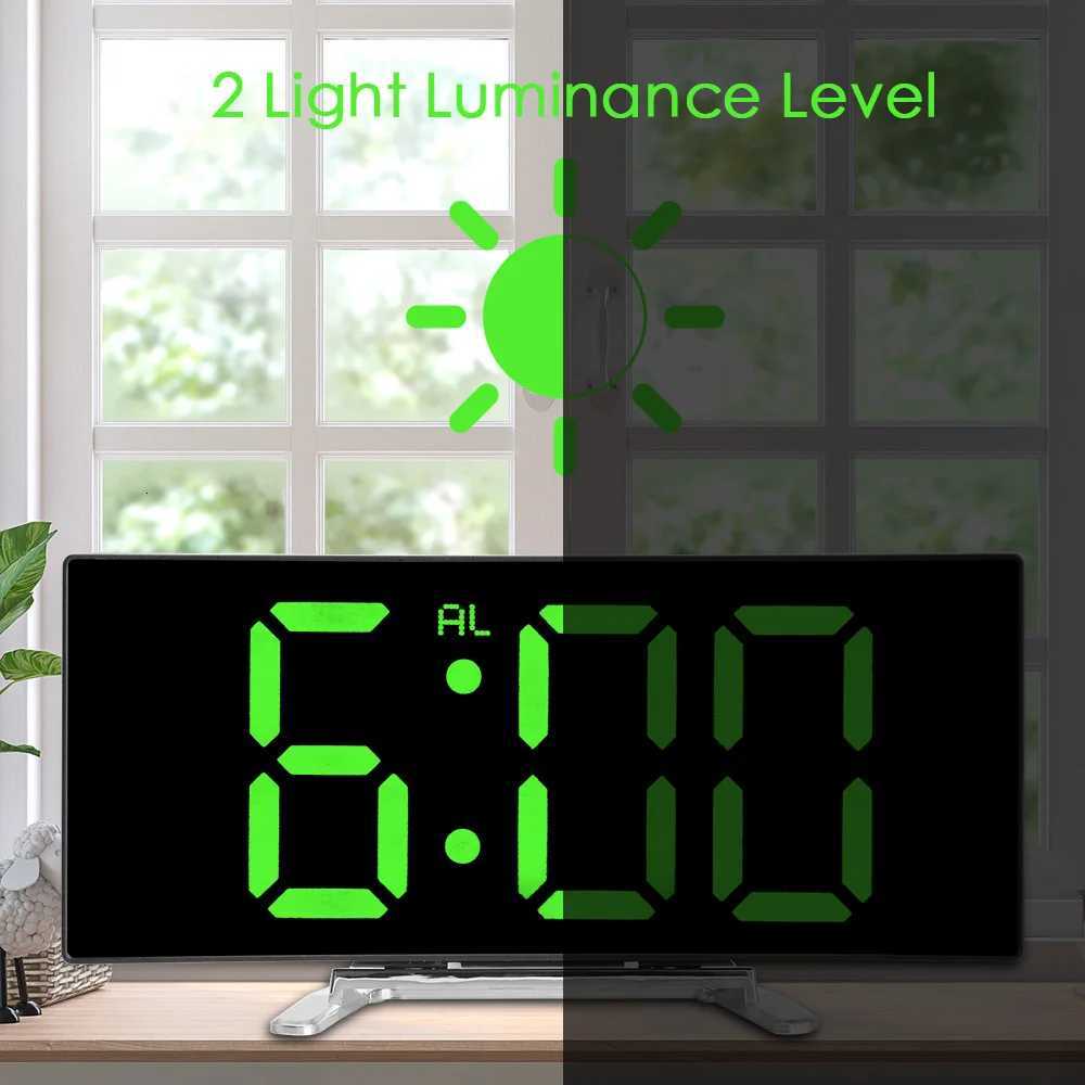 7 Inch LED Digital Alarm Clock Large Number Table Watches Curved Dimmable Desktop Mirror Clock For Kids Bedroom Home Decor M251205 - view 7