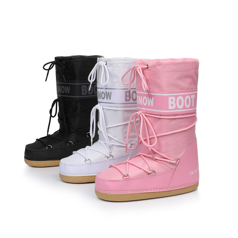new Winter Ski Space Boots Fashionable Round-Toe Mid-Calf Women's Snow Boots Thickened Moon Shoes