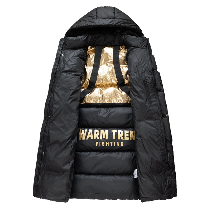 Graphene Mid-Length Cotton Coat for Men: Winter Hooded Casual Padded Jacket, Plus Size, Thickened Warmth, Loose Fit Outerwear