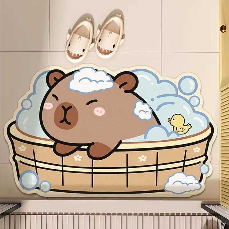 Bathroom absorbent non-slip foot pad cute cartoon household diatom mud floor mat quick drying entry toilet anti-drop H251205