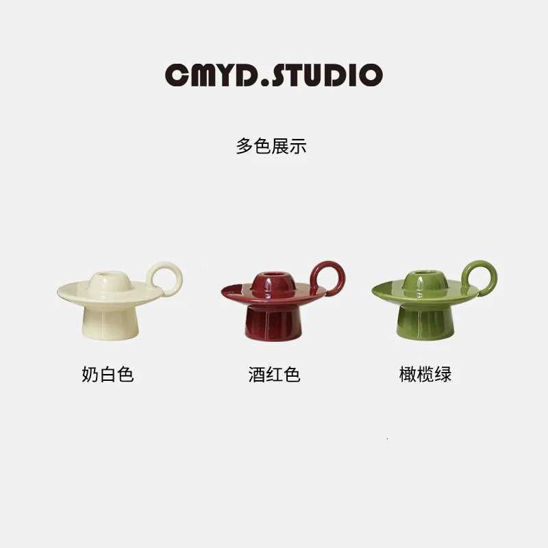 European Flying Saucer Shape Tall Candlestick Romantic Aromatherapy Decoration Retro Table Ornament Props Candlestick Base Y251205