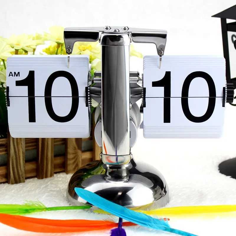 Vintage Flip Digital Clock Mechanical Automatically Flip Down Page Table Clock Office Flip Digital Clock Home Decor DropShipping M251205 - view 5