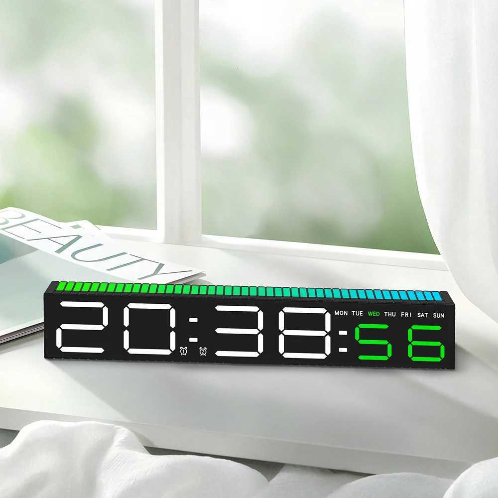Digital LED Alarm clock with Colorful Music Rhythm Pickup Lighting Bar Gift Table Clock for Home Decoration M251205 - view 3
