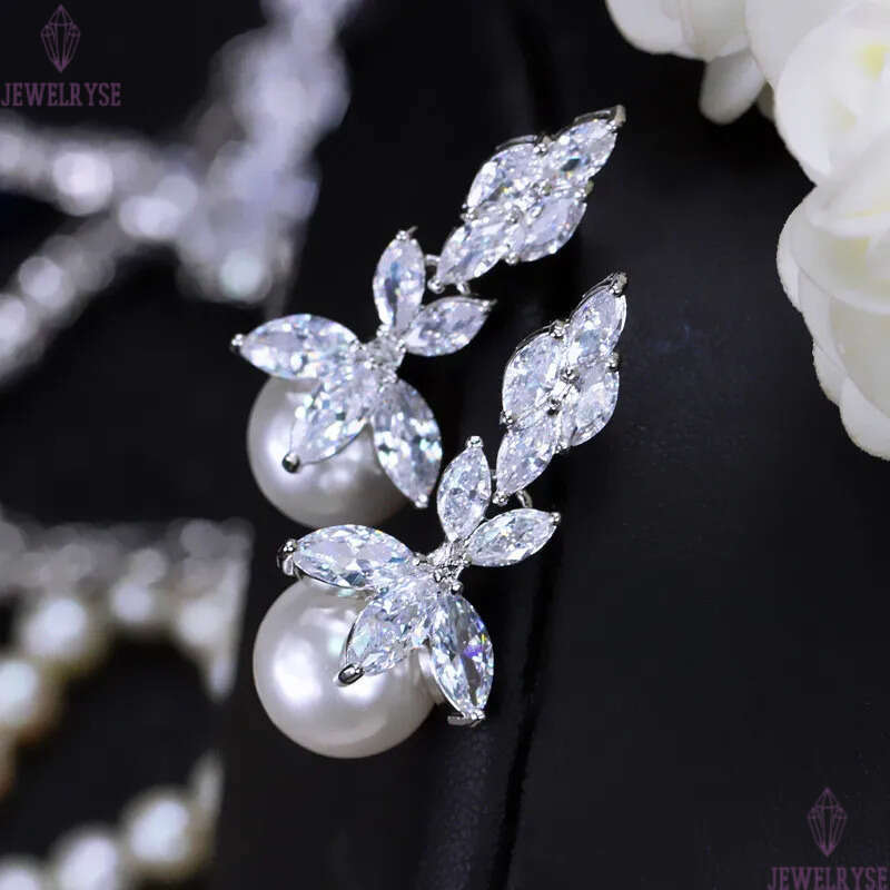 Vinatge Charm earring designer for woman Party AAA Cubic Zirconia Copper White Imitation Pearl Silver Plated Earrings Women Bride Wedding Fashion Jewe