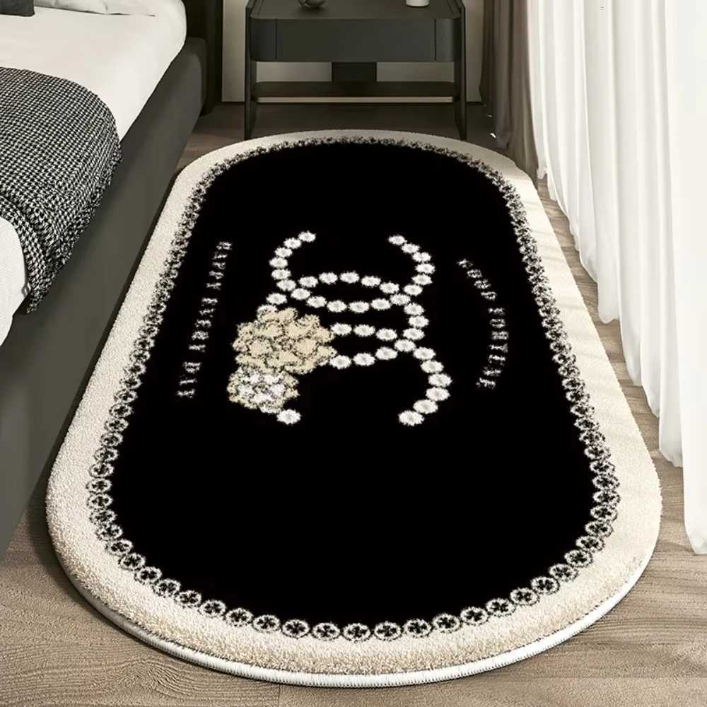 VIKAMA French Soft Plush Carpet Light Luxury Oval Bedroom Bed Blanket Balcony Cloakroom Living Room Carpet Home Decor luxury designer H251205