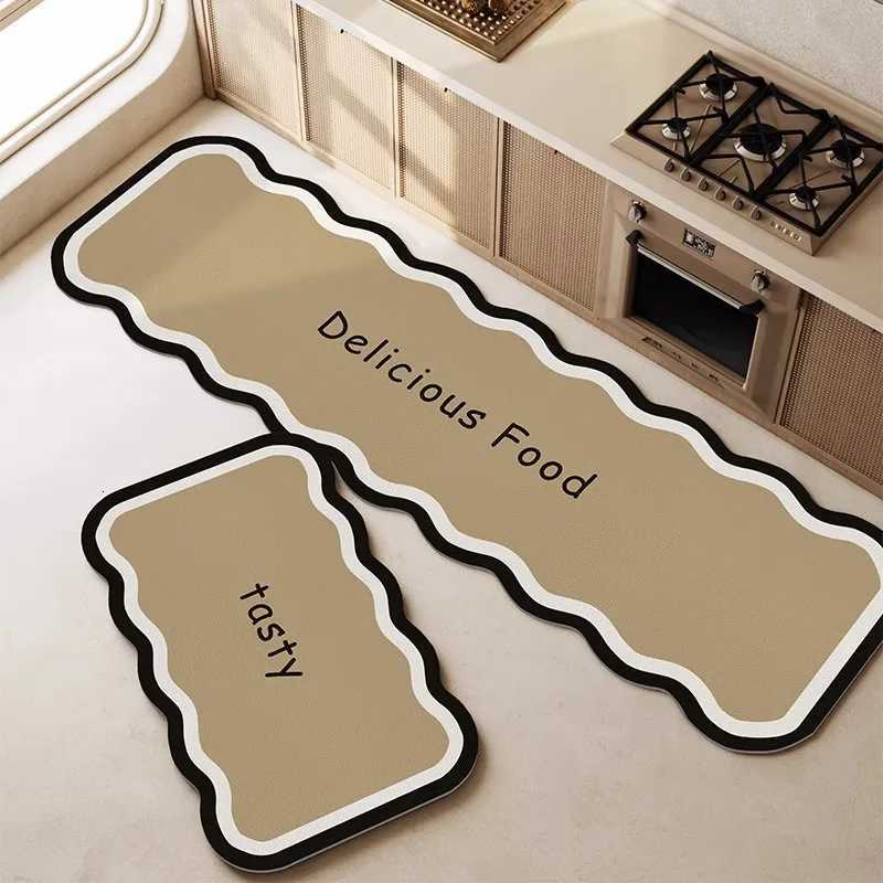 VIKAMA Cream Ins Style Diatomite Carpet Home Kitchen Draining Floor Mat Bathroom Doorway Absorbent Non-slip Carpet Home Decor H251205