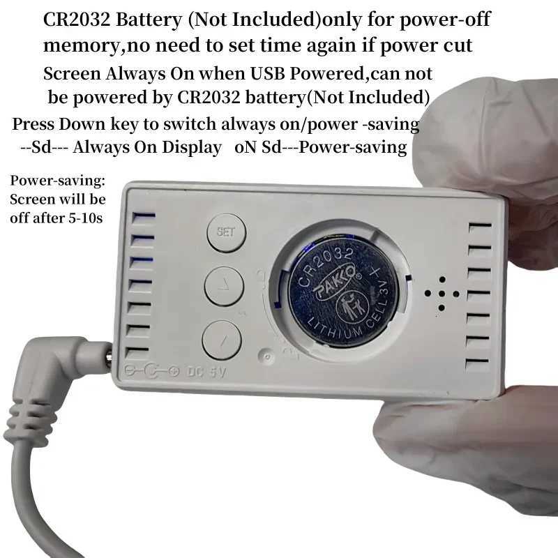 74cm Digital Alarm Clock TEMP Date 3 Alarms Power-off Memory Table Clock USB Powered Always On 12/24H Night Mode LED Clock M251205 - view 4