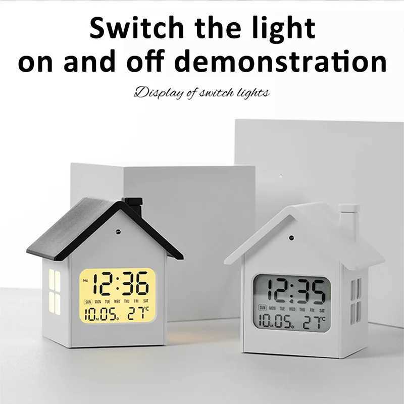 Digital Alarm Clock LCD Display House Shaped Headboard Clock Quiet Nightlight Clock Accurate Timing For Family Children Bedroom M251205 - view 5