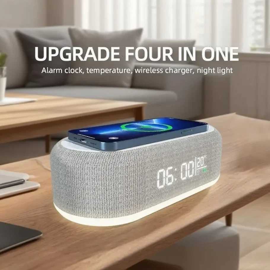 15W Wireless Chargers Pad Stand Alarm Bedroom Lamp Night Light Desktop Clock Temperature Thermometer Phone Fast Charging Dock M251205 - view 3
