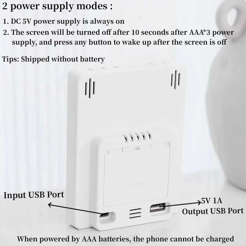 Digital Alarm Clock TEMP Humidity Week Dual Alarm Snooze DST Table Clock Auto Dimming 12/24H USB Output Charging Port LED Clock M251205 - view 4