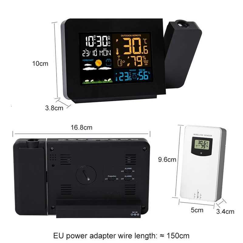 Digital Atomic Alarm Clock Color LCD Display Weather Station Radio Control Projection Time Temperature Humidity Forecast Sensor M251205 - view 7
