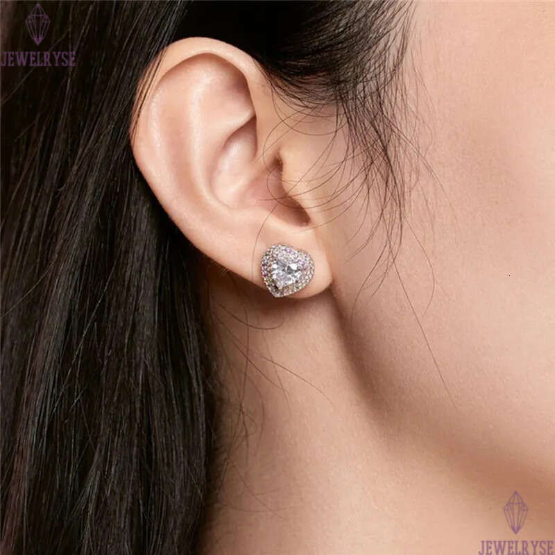 cz stud earrings designer jewlery for woman jewelry 925 sterling silver diamond round heart pink blue green 5A zirconia luxury gold earring women show