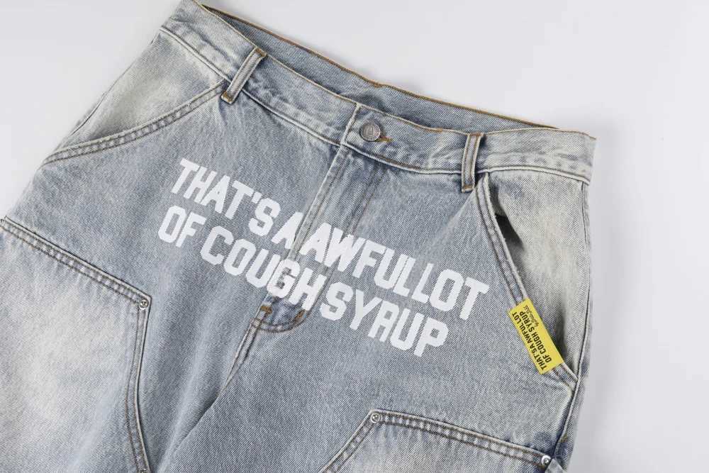 American Denim Shorts Men Personality Brand Diamond Inlaid Print Jeans Men Casual Pants X251205