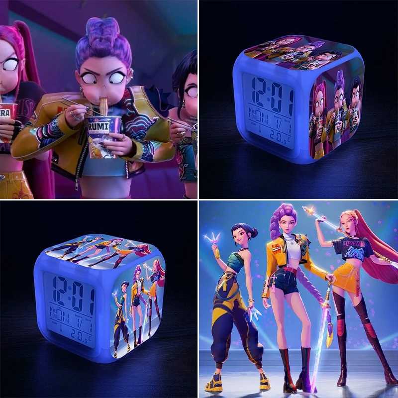 Kpop Demon Hunter Student Alarm Clock luxury Colorful Digital Clock ChildrenS Room Anime K-pop Girls Group Hunteri Alarm Clock Gifts M251205
