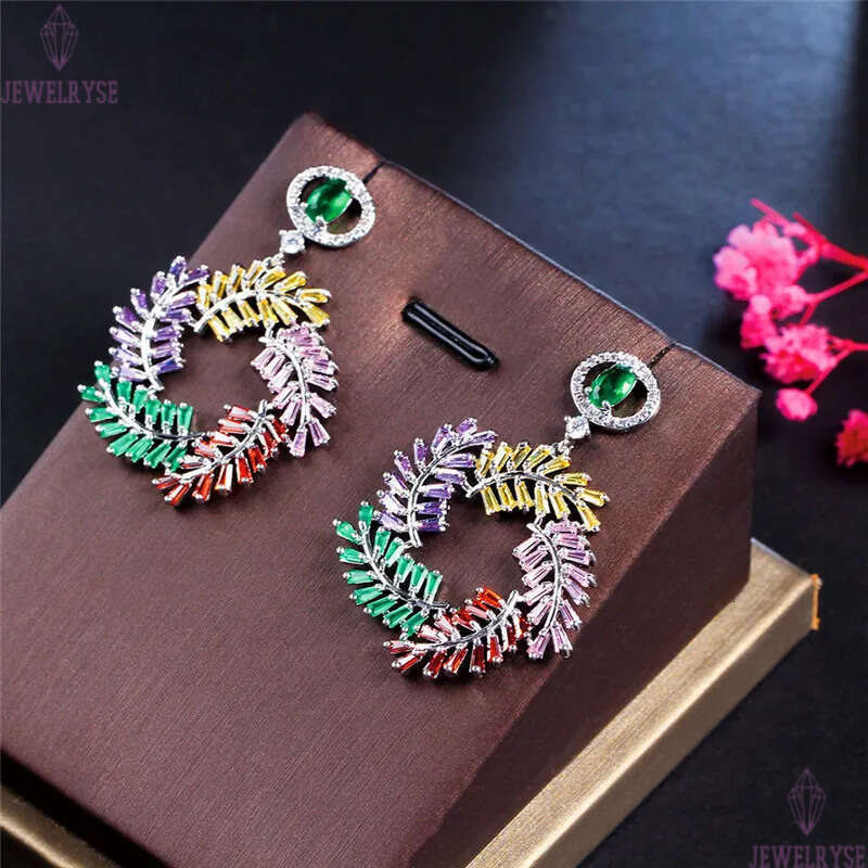 Vintage charm garland earring designer for woman party gift Trapezoid AAA Cubic Zirconia South American Copper Bride Engagement Bohemia Earrings Size 