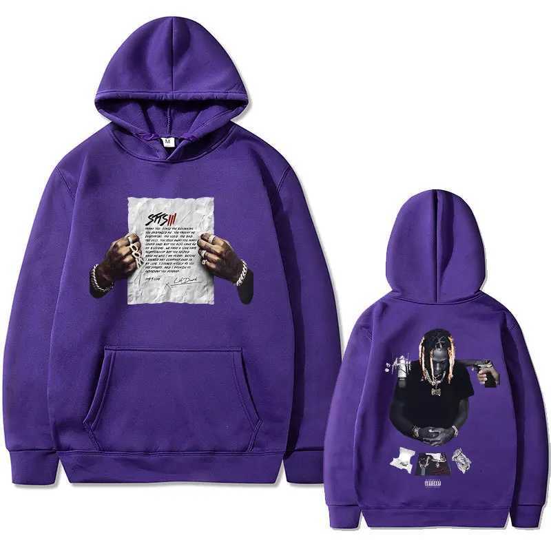 Rapper Lil Durk Double Sided Print Hoodie Mens Regular fit Autumn fleece hoodie Long Sleeve Fashion Streetwear Clothe SportwearXJ251205
