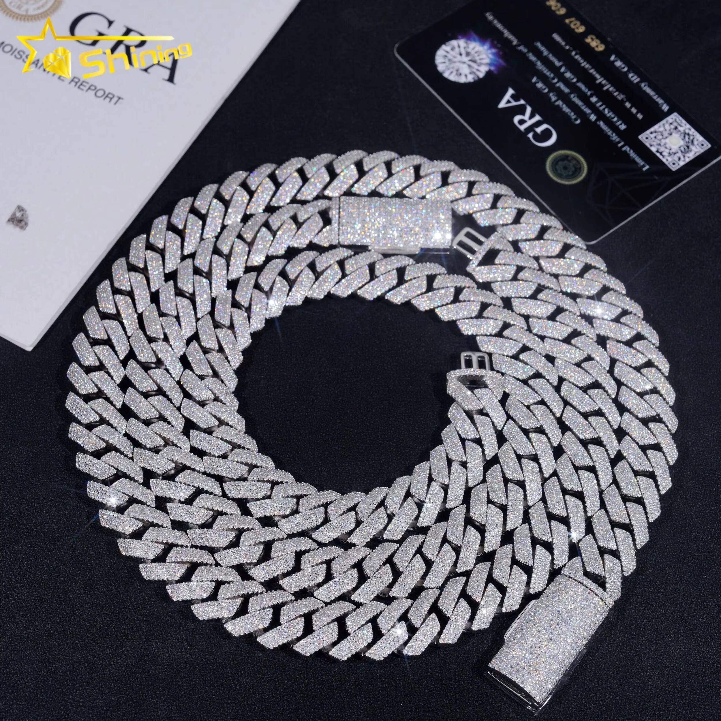 Wholesale Price S925 Sterling Silver Fine Jewelry Iced Out Cuban Chain VVS Moissanite Diamond Cuban Link Chain