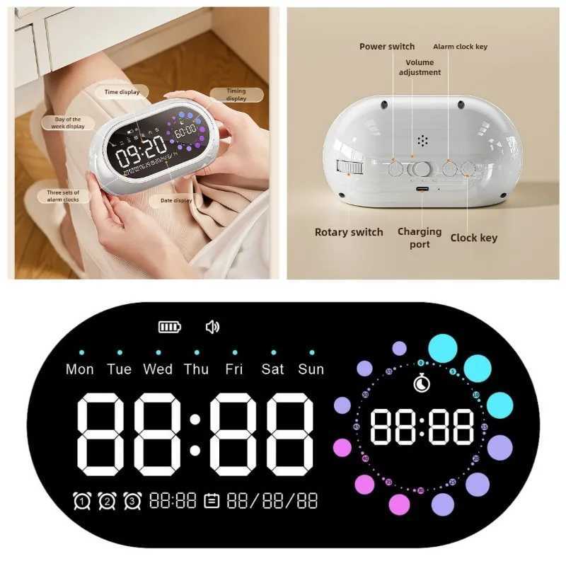 Smart Alarm Clock Big LED Display 100dB Loud Volume USB Rechargeable Multifunction Timer for Students Time Reminder desk clock M251205 - view 3