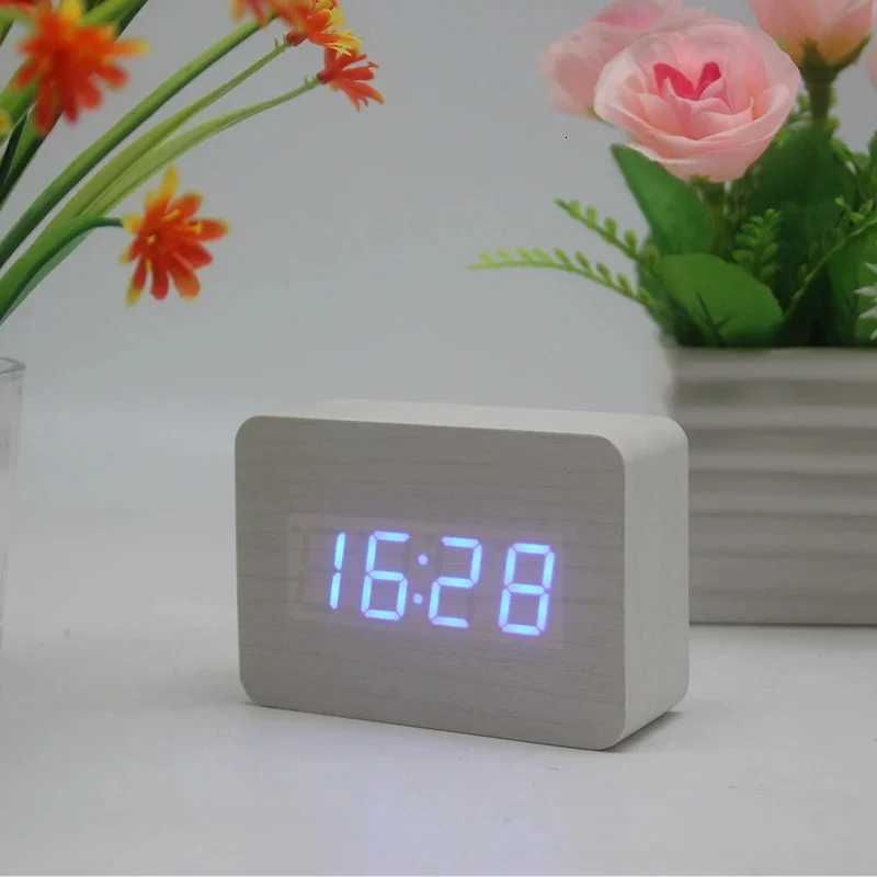 Smart led wooden alarm clock bedside fashionable luminous digital USB powered electronic alarm clock M251205 - view 5