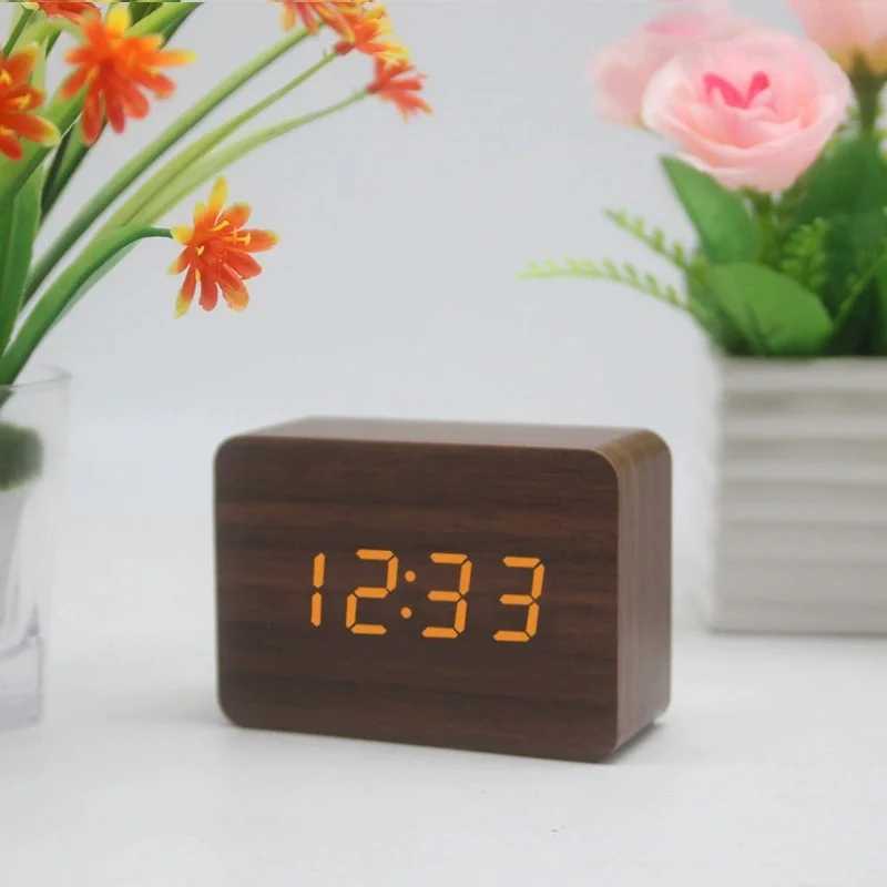 Smart led wooden alarm clock bedside fashionable luminous digital USB powered electronic alarm clock M251205 - view 7