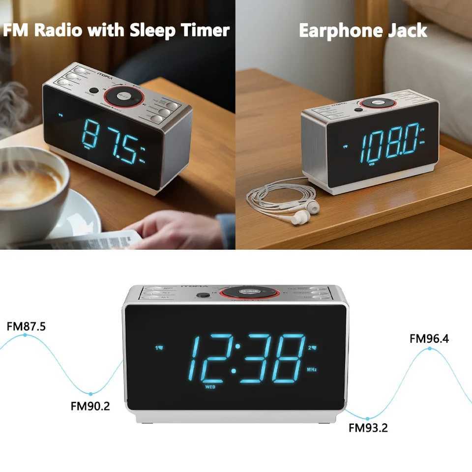 Digital Alarm Clock Radio Bluetooth FM Dual Alarm/Snooze LED Display Dimmer Headphone USB Charging Night Light 708 M251205 - view 6