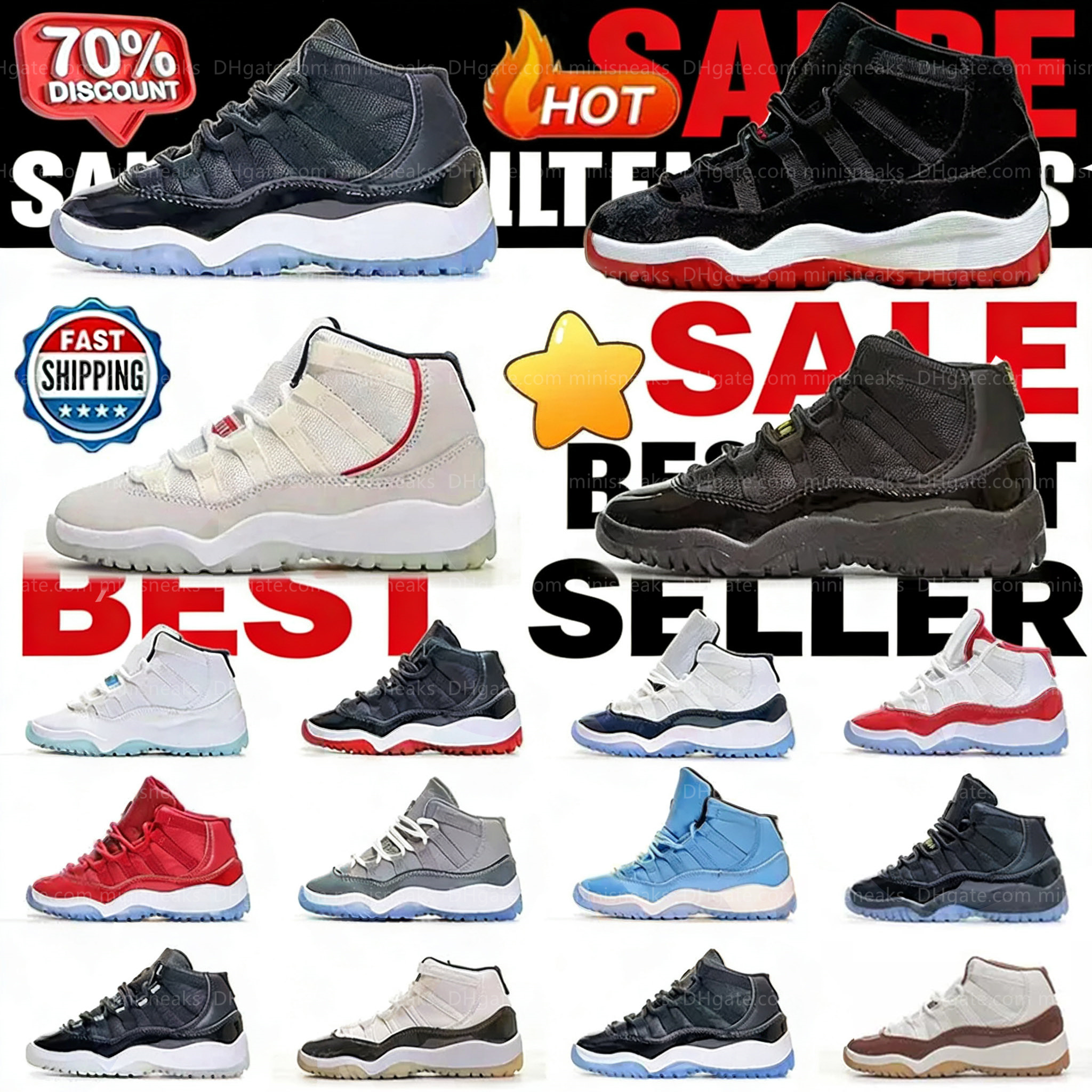 Designer Children 11s Basketball Kids Shoes 2026 Baby Cherry Bred Cool Grey Concord Unc Win Like For Toddler Sneakers Fashion Tennis Shoe running shoes 25-35