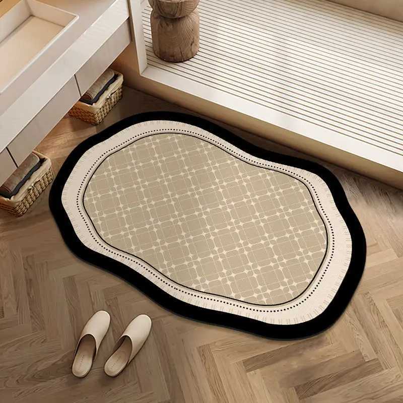 Retro style special-shaped diatom mud bathroom floor mat water absorption non-slip and quick-drying toilet toilet door mat H251205