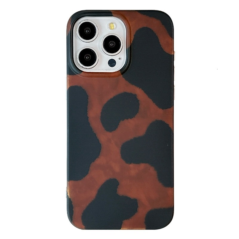INS Korean Style Matte Cow Pattern Compatible with 17 Pro Max Apple iPhone 16 Case 15/14 Retro 13 for Women