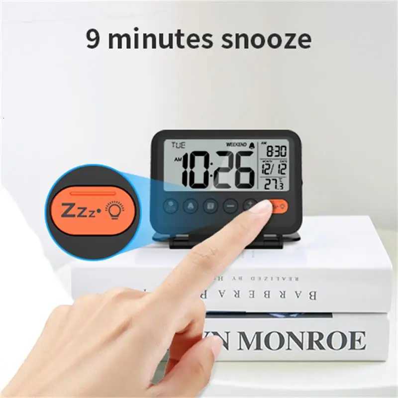 NOKLEAD Home Digital LCD Thermometer Clock Fold Mini Travel Clock With Calendar Traveling Alarm Clock Portable Desktop Clock M251205 - view 5
